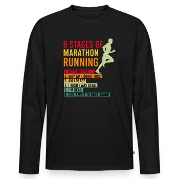 Marathon course cadeau 6 étapes demi-marathon - T-shirt manches longues Premium bio Homme - noir - Devant - Nico (187cm)