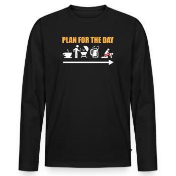 Plan for the day Café Grillen Bière Beischlaf - T-shirt manches longues Premium bio Homme - noir - Devant - Nico (187cm)