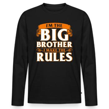 Older Brother Brother Brother - Men's Premium Organic Long Sleeve Shirt - black - Front - Nico (187cm)