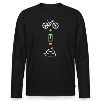 Anti vélo électrique pas de moteur pas de batterie vélo plus - T-shirt manches longues Premium bio Homme - noir - Devant - Nico (187cm)