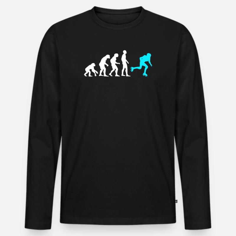 Affe Mensch Rollschuhfahrer Rollschuhe Rollerskate Männer Premium Bio Langarmshirt