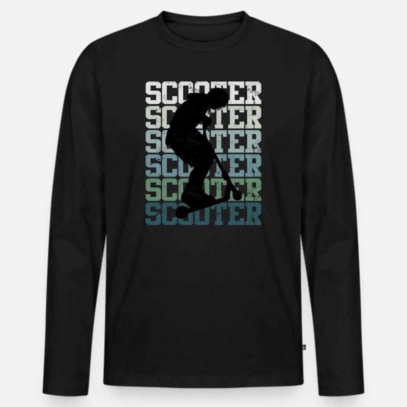 Scooter Roller Skater Schriftzug Skate Silhouette - Männer Premium Bio Langarmshirt - Schwarz