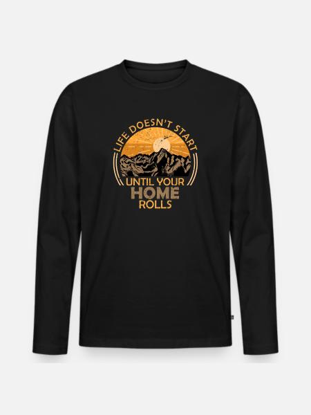 Camper Camping Spruch Wohnmobil Camper Wohnwagen - Männer Premium Bio Langarmshirt - Schwarz