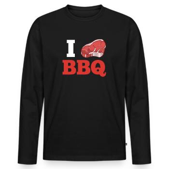 Viande amour grillades coeur amant hommes - T-shirt manches longues Premium bio Homme - noir - Devant - Nico (187cm)