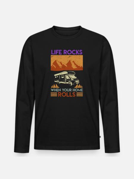 Wohnmobil Camping Berge Natur Geschenk Camper - Männer Premium Bio Langarmshirt - Schwarz