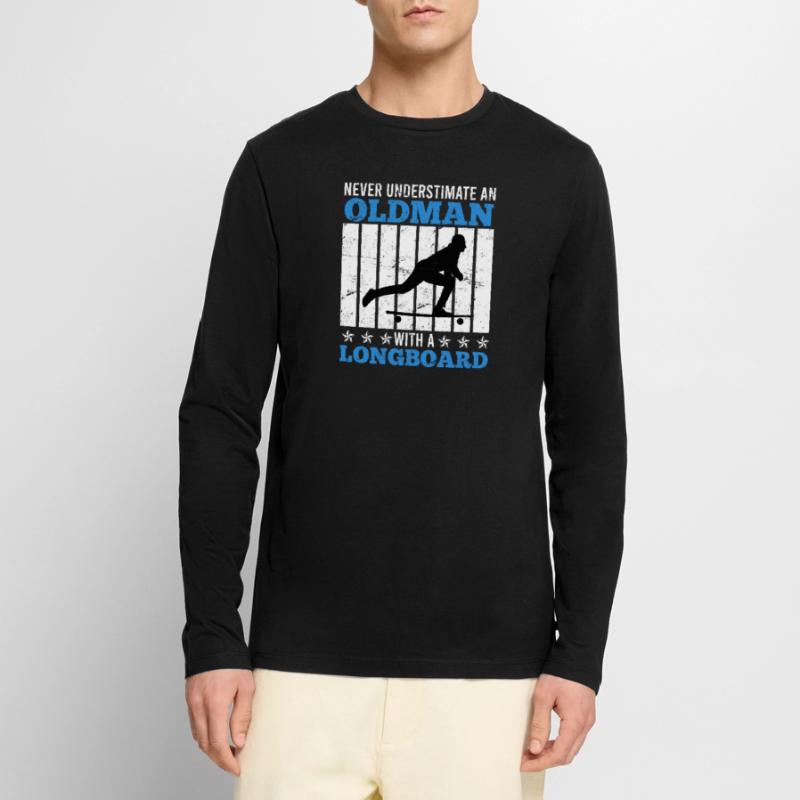 Alter Mann mit Longboard Spruch Geschenk Männer Premium Bio Langarmshirt