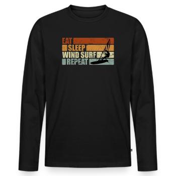 Eat Sleep Windsurf Repeat Windsurfer Gift - Men's Premium Organic Long Sleeve Shirt - black - Front - Nico (187cm)