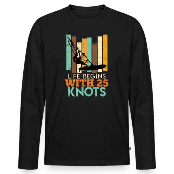Retro Windsurf Spruch Windsurfer Witz Geschenk - Männer Premium Bio Langarmshirt - Schwarz - Vorne - Nico (187cm)