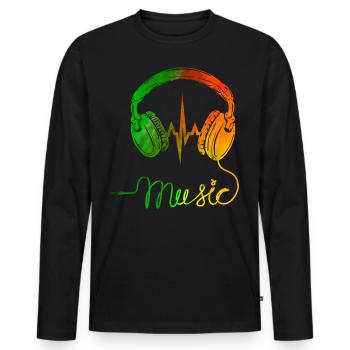 Reggae Music Africa Jamaica Rastafari - Men's Premium Organic Long Sleeve Shirt - black - Front - Nico (187cm)