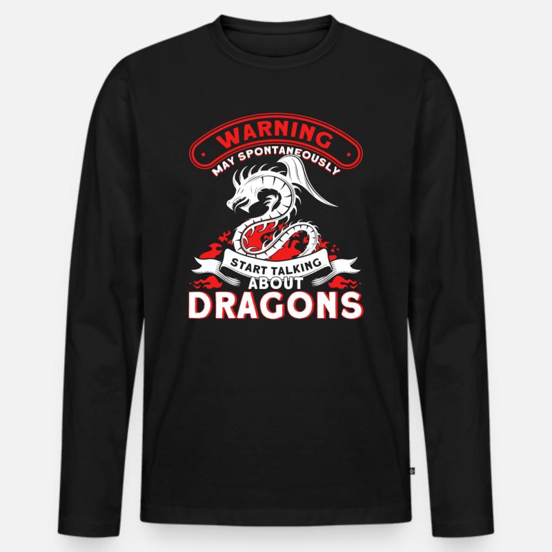 Drachen Fan Spruch Drachen Geschenk - Männer Premium Bio Langarmshirt - Schwarz