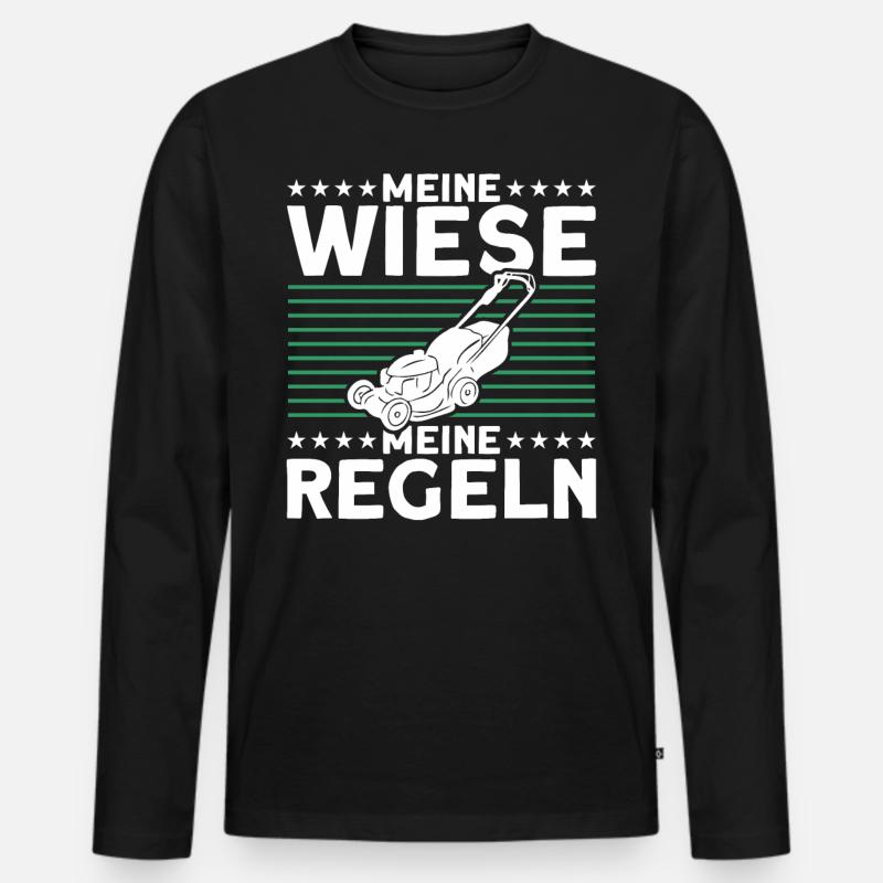 Wiese Rasen Rasenmäher - Männer Premium Bio Langarmshirt - Schwarz