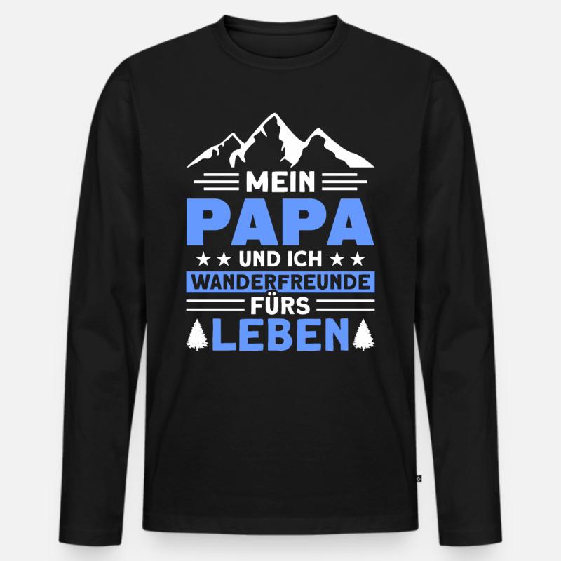 Wanderer Wandertour Wandern - Männer Premium Bio Langarmshirt - Schwarz