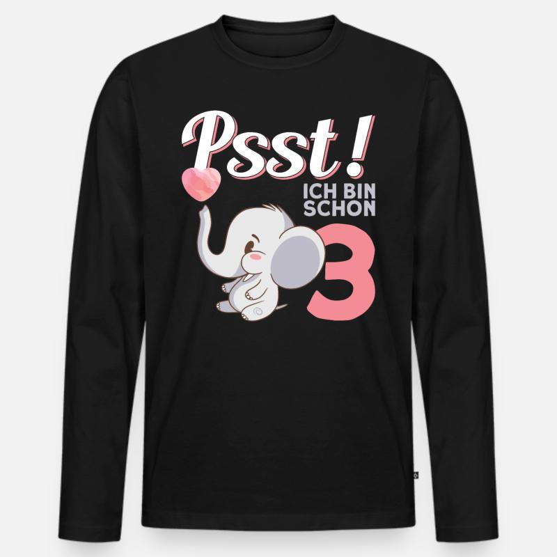 Mädchen Kindergeburtstag 3. Geburtstag - Männer Premium Bio Langarmshirt - Schwarz