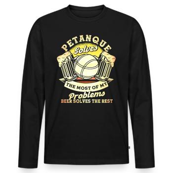 Boul Player Pétanque Boules Gift - Men's Premium Organic Long Sleeve Shirt - black - Front - Nico (187cm)