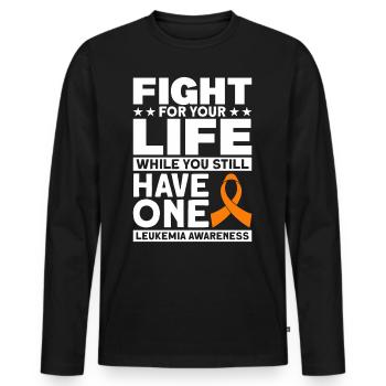 Patient Leukemia Gift - Men's Premium Organic Long Sleeve Shirt - black - Front - Nico (187cm)