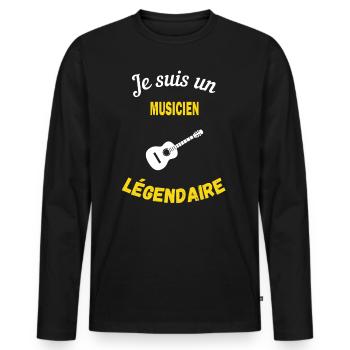 Je suis un Légendaire musicien - T-shirt manches longues Premium bio Homme - noir - Devant - Nico (187cm)