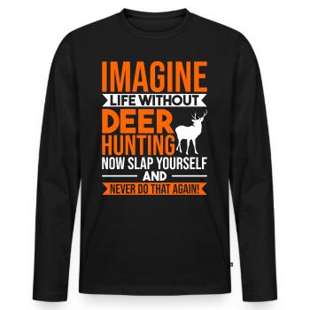 Hunters Red Deer Hunting Gift - Men's Premium Organic Long Sleeve Shirt - black - Front - Nico (187cm)