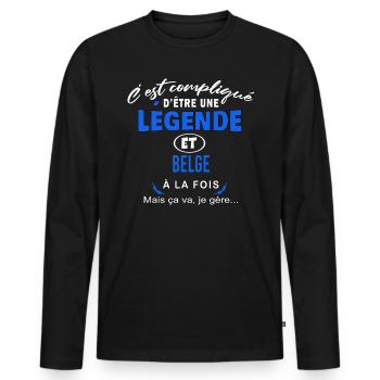 humour Légende et BELGE cadeau - T-shirt manches longues Premium bio Homme - noir - Devant - Nico (187cm)