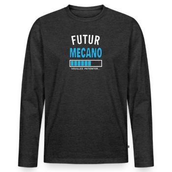 futur MECANO - T-shirt manches longues Premium bio Homme - anthracite chiné - Devant - Nico (187cm)
