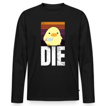 LE Canard Die Die avec Couteau Canard Avec Couteau Mème - T-shirt manches longues Premium bio Homme - noir - Devant - Nico (187cm)