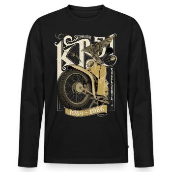 Simson Schwalbe KR51 - Männer Premium Bio Langarmshirt - Schwarz - Vorne - Nico (187cm)