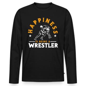 Ringer Ringen Trainer Ringen Geschenk - Männer Premium Bio Langarmshirt - Schwarz - Vorne - Nico (187cm)