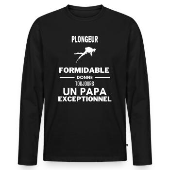 formidable papa exceptionnel humour Plongeur - T-shirt manches longues Premium bio Homme - noir - Devant - Nico (187cm)