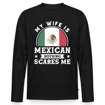 Mexican Flag Mexican Proud Mexican - Men's Premium Organic Long Sleeve Shirt - black - Front - Nico (187cm)
