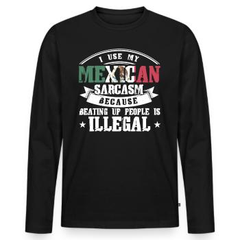 Proud Mexican Mexican Flag Mexican - Men's Premium Organic Long Sleeve Shirt - black - Front - Nico (187cm)
