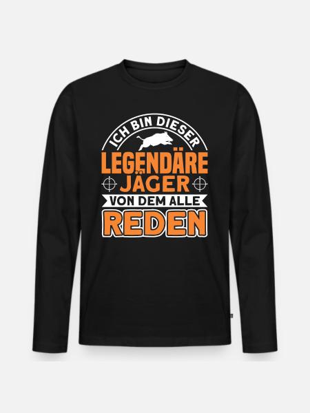 Jäger Jagd Jagen Geschenk - Männer Premium Bio Langarmshirt - Schwarz