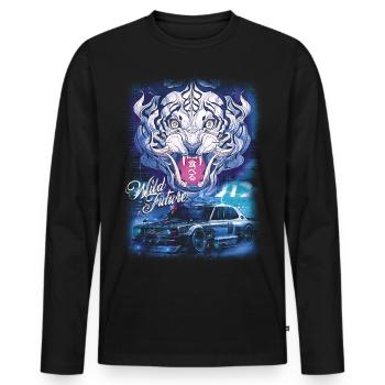 TIGER CAR JAPAN MANGA FUTURISTIC CAR - Men's Premium Organic Long Sleeve Shirt - black - Front - Nico (187cm)