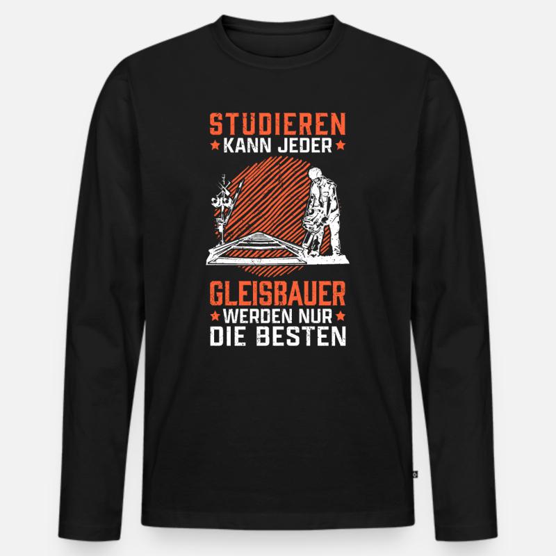 Gleisbauer studieren Weichenmechaniker Gleisbau - Männer Premium Bio Langarmshirt - Schwarz