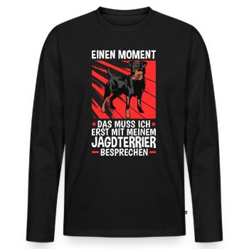 Mit Jagdterrier besprechen Deutscher Jagdterrier - Männer Premium Bio Langarmshirt - Schwarz - Vorne - Nico (187cm)