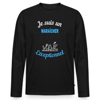 Je suis un Exceptionnel MARAÎCHER - T-shirt manches longues Premium bio Homme - noir - Devant - Nico (187cm)
