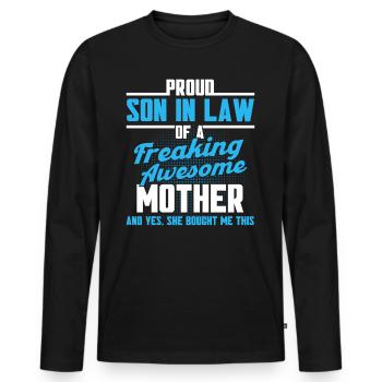 Son-in-law Son son-in-law - Men's Premium Organic Long Sleeve Shirt - black - Front - Nico (187cm)