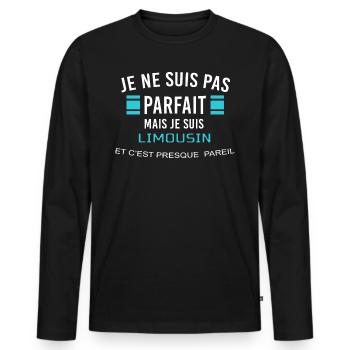 je ne suis pas parfait LIMOUSIN - T-shirt manches longues Premium bio Homme - noir - Devant - Nico (187cm)