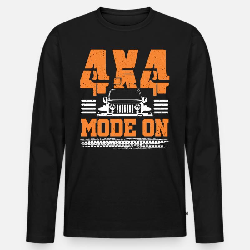 4x4-Modus eingeschaltet - Männer Premium Bio Langarmshirt - Schwarz