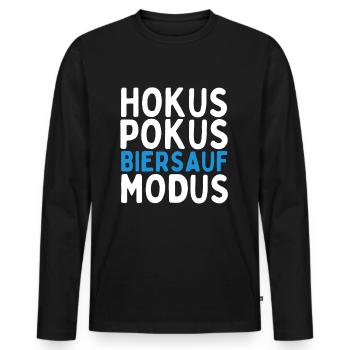 Hokus Pokus Biersauf Modus - Lustiger Spruch - Männer Premium Bio Langarmshirt - Schwarz - Vorne - Nico (187cm)