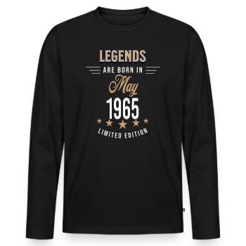 Legends werden im Mai 1965 geboren - Männer Premium Bio Langarmshirt - Schwarz - Vorne - Nico (187cm)