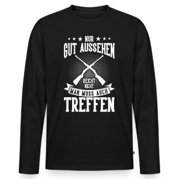 Schützenverein Gut Aussehen Sportschütze - Männer Premium Bio Langarmshirt - Schwarz - Vorne - Nico (187cm)