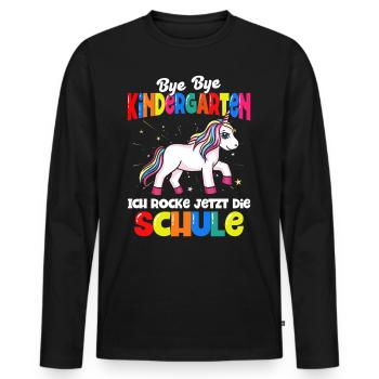 Einhorn Schulbeginn Schulanfänger Schulkind - Männer Premium Bio Langarmshirt - Schwarz - Vorne - Nico (187cm)