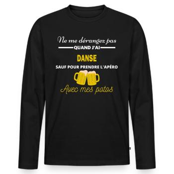 Ne me dérangez pas QUAND J'ai l'apéro danse - T-shirt manches longues Premium bio Homme - noir - Devant - Nico (187cm)
