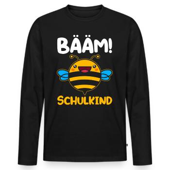 Biene Schulbeginn Schulanfänger Schulkind - Männer Premium Bio Langarmshirt - Schwarz - Vorne - Nico (187cm)