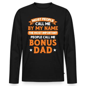 Bonus Dad Bonus Father Stepfather Bonus Papa - Men's Premium Organic Long Sleeve Shirt - black - Front - Nico (187cm)