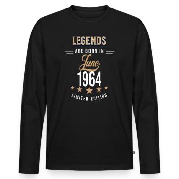 Legends werden im Juni 1964 geboren - Männer Premium Bio Langarmshirt - Schwarz - Vorne - Nico (187cm)