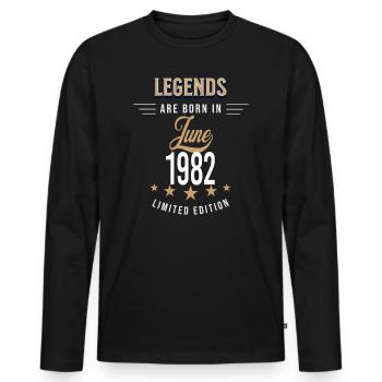 Legends werden im Juni 1982 geboren - Männer Premium Bio Langarmshirt - Schwarz - Vorne - Nico (187cm)