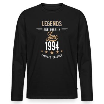 Legends are born in June 1994 - T-shirt manches longues Premium bio Homme - noir - Devant - Nico (187cm)