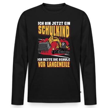 Bagger Schulbeginn Schulanfänger Schulkind - Männer Premium Bio Langarmshirt - Schwarz - Vorne - Nico (187cm)