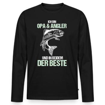 Angler Angeln Opa - Männer Premium Bio Langarmshirt - Schwarz - Vorne - Nico (187cm)