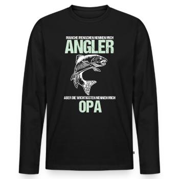 Angler Angeln Opa - Männer Premium Bio Langarmshirt - Schwarz - Vorne - Nico (187cm)